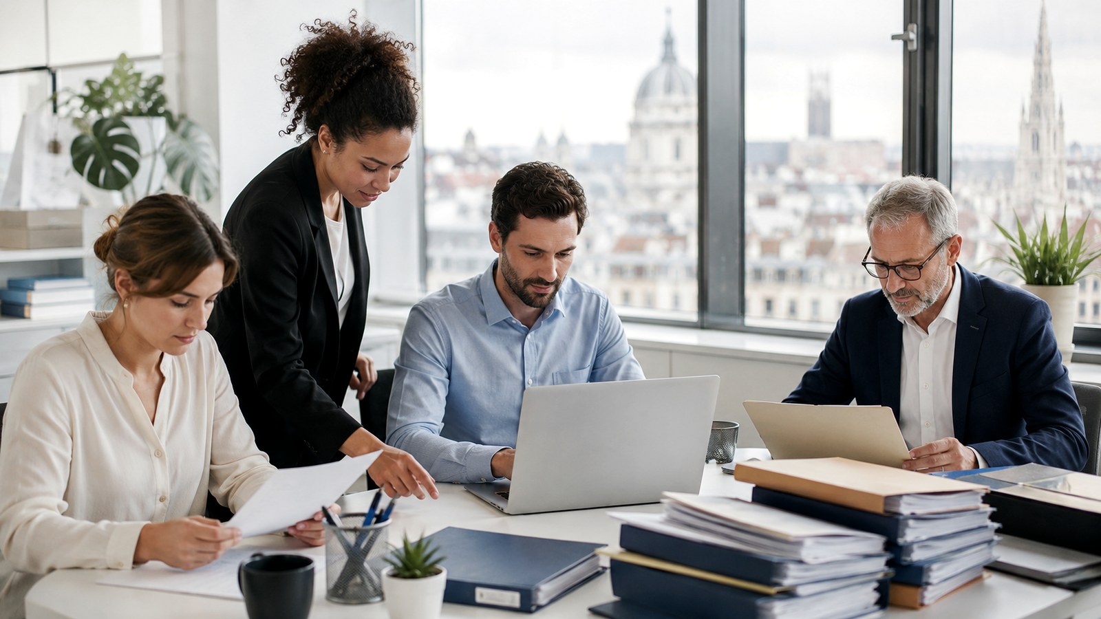 Documents et ordinateur en contexte professionnel